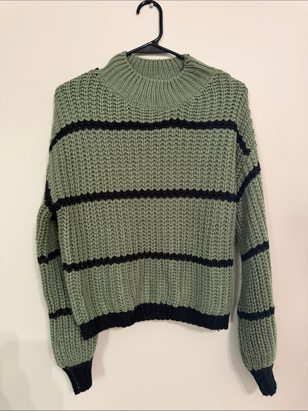 SHEIN Womens Olive Green Stripe Sweater